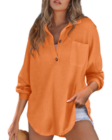 KATHRYN™ – Luftige V-Ausschnitt Knopf-Bluse in Orange