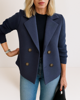 Martine™ | Elegante Jacke mit Strickärmeln in Blau