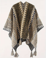 Briana - Decke Mit Quasten Und Streifenmuster Cape Reise Jacke in Grau