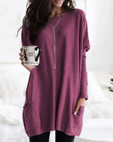 Damen nan oversized Longshirt mit Kontrastblock und aufgesetzten Taschen Drune in Weinrot