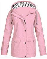 Damen nan wasserdichter Parka mit Kapuze, Kordelzug und aufgesetzten Taschen Drune in Rosa