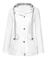 Damen nan wasserdichter Parka mit Kapuze, Kordelzug und aufgesetzten Taschen Drune in Weiß