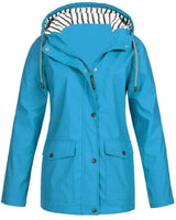 Damen nan wasserdichter Parka mit Kapuze, Kordelzug und aufgesetzten Taschen Drune in Himmelblau
