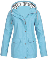 Damen nan wasserdichter Parka mit Kapuze, Kordelzug und aufgesetzten Taschen Drune in Wasserblau