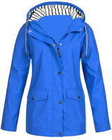 Damen nan wasserdichter Parka mit Kapuze, Kordelzug und aufgesetzten Taschen Drune in Blau