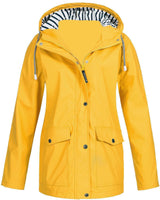 Damen nan wasserdichter Parka mit Kapuze, Kordelzug und aufgesetzten Taschen Drune in Gelb