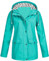 Damen nan wasserdichter Parka mit Kapuze, Kordelzug und aufgesetzten Taschen Drune in Tiffanyblau