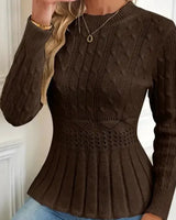 Bellie - Grob Gestrickter Pullover Mit Rundhalsausschnitt in Braun