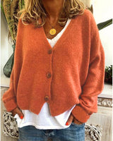Strickjacke für Damen, Dicker Strick und lässiger Schnitt - Elvarine in Orange