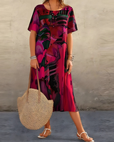 Raven | Blumenmuster Kleid in Rot