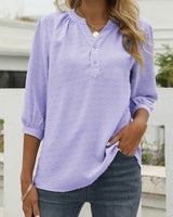 Elegante Midarm Bluse in Lila
