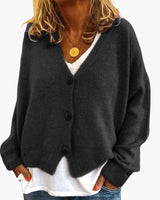 Gwen – Langärmelige Strickjacke in Schwarz