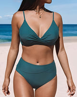 Leyla - Stilvoller hoch taillierter Bikini in Blau
