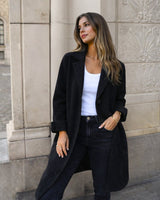 Talinne - Einreihiger Mantel in Schwarz
