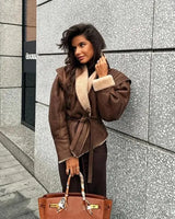 Olie - Wildlederjacke für Frauen in Braun