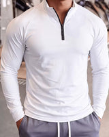 Zerdan – Langarm-Sweatshirt Mit Halbem Reißverschluss in Weiß