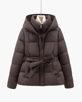 Isabella | Damen Winter Pufferjacke mit Gürtel und Warmem Futter in Braun