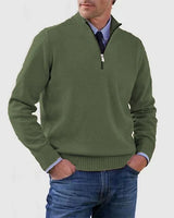 Ben | Modischer Warmer Pullover Mit Halbem Reißverschluss in Dunkelgrün