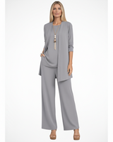 Wanda | Damen Elegantes 3-Teiliges Kleiderset – Koordiniertes Kleid Set Formal 2026 in Grau