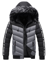 Herren Steppjacke mit Kunstfellkapuze - Elian in Grau