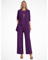 Wanda | Damen Elegantes 3-Teiliges Kleiderset – Koordiniertes Kleid Set Formal 2026 in Lila