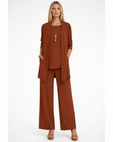 Wanda | Damen Elegantes 3-Teiliges Kleiderset – Koordiniertes Kleid Set Formal 2026 in Dunkelbraun