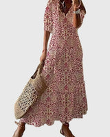 Amalia™ | Retro Bohemian Sommerkleid in Rot
