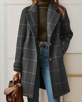 Judith™ | Elegante warme lange Jacke in Schwarz-Weiß