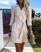 Trendy Blazer-Kleid mit Gürtel - Romy in Hellbraun
