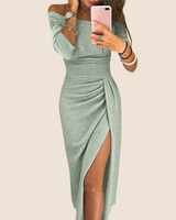 Lily | Chices Maxikleid mit Neckholder in Silbergrün