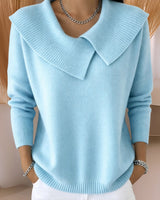 Jennifer™ | Strickpullover mit weichem Kragen in Hellblau