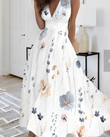 Kathryn - Stilvolles Maxikleid mit Blumenmuster für Damen in Grau