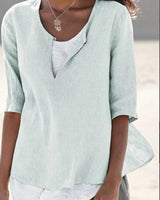 Vera | Damen Bluse 3/4-Arm Lagenlook V-Ausschnitt in Hellgrün