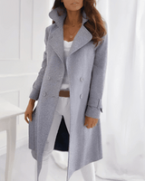 Damen Wollmantel mit Zweireihung in Grau