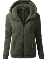 Fleecejacke mit Kapuze - Rachel in Militärgrün