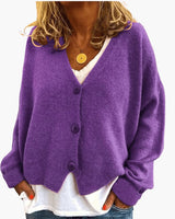 Gwen – Langärmelige Strickjacke in Purple