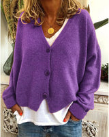 Strickjacke für Damen, Dicker Strick und lässiger Schnitt - Elvarine in Lila