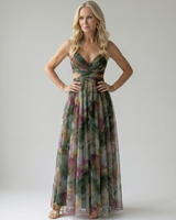 Isel | Soft Wrap Maxikleid in Dunkelgrün