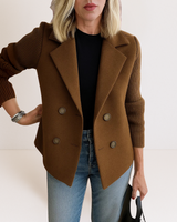 Martine™ | Elegante Jacke mit Strickärmeln in Dunkelbraun