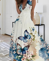 Kathryn - Stilvolles Maxikleid mit Blumenmuster für Damen in Dunkelblau