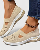 Regine | Damen Slip-On Atmungsaktive Mesh-Walking-Sneaker in Hellbraun