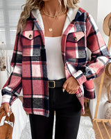 Karo | Kapuzenjacke mit Karomuster und Fleece-Futter in Leuchtendes Rot