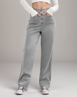 Nina | Elastische Hose mit hoher Taille in Grau
