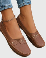 Petra | Damen Frühlings Perforierte Lässige Loafer in Braun