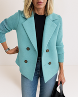 Martine™ | Elegante Jacke mit Strickärmeln in Hellblau