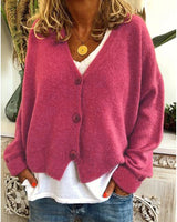 Strickjacke für Damen, Dicker Strick und lässiger Schnitt - Elvarine in Rose