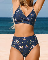 Leyla - Stilvoller hoch taillierter Bikini in Dunkelblau