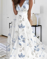 Kathryn - Stilvolles Maxikleid mit Blumenmuster für Damen in Hellblau