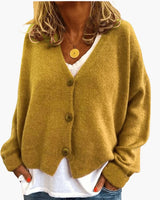 Gwen – Langärmelige Strickjacke in Gelb