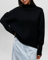 Stefanie™ | Strickpullover mit Rollkragen in Schwarz